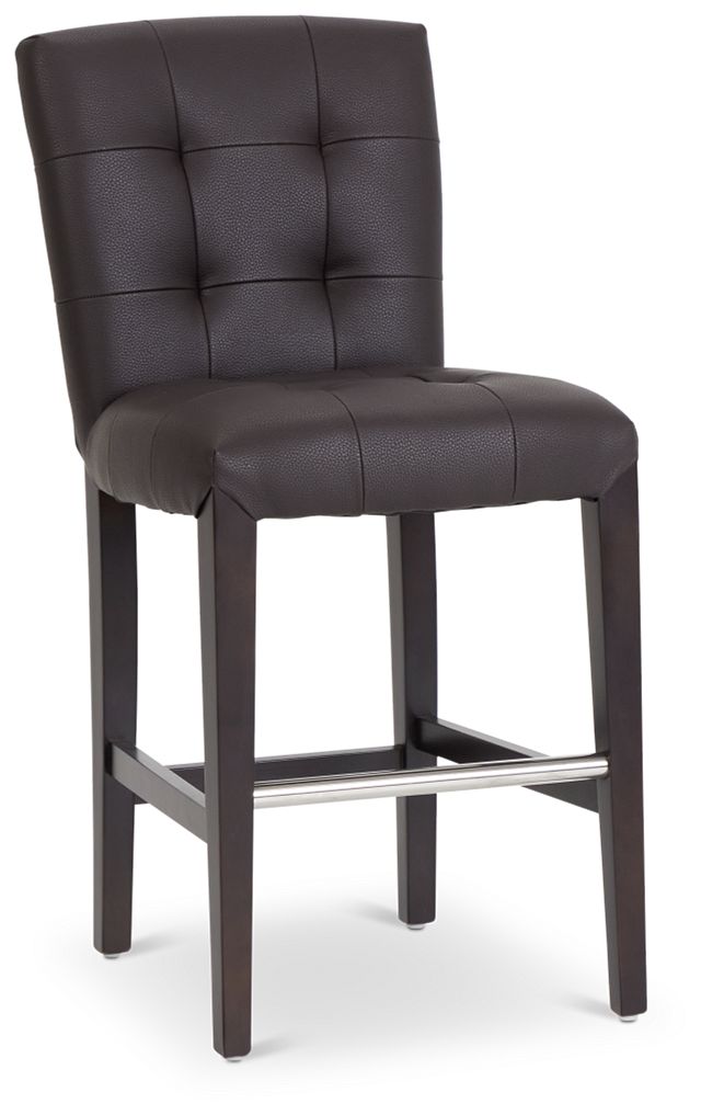 Shelby Dark Brown Micro 24" Upholstered Barstool