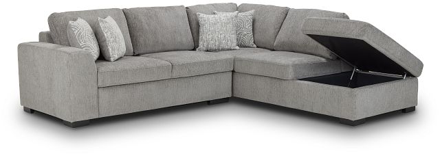 Blakely Gray Fabric Small Right Bumper Sectional