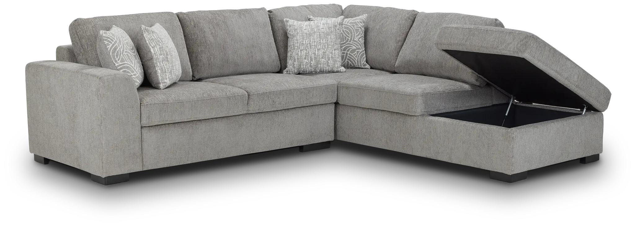 Blakely Gray Fabric Small Right Bumper Sectional