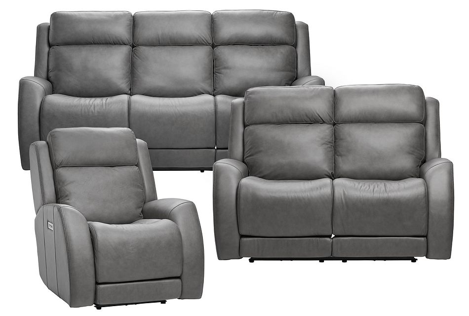 Rawlings Dark Gray Leather Power Reclining Living Room Living