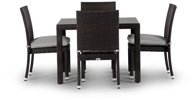Zen Gray 40" Square Table & 4 Chairs