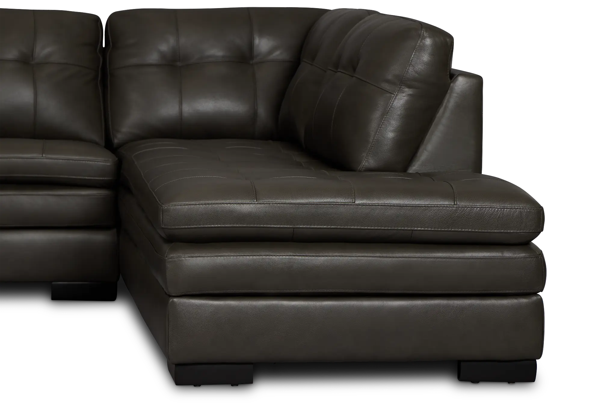 Braden Dark Gray Leather Medium Right Bumper Sectional Braden Dark Gray Leather Medium Right Bumper Sectional