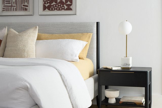 Stockton Black Uph Panel Bed