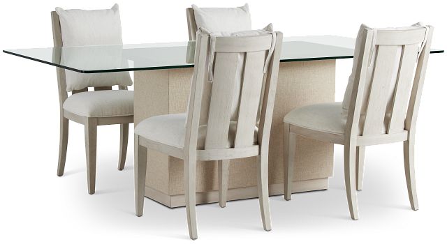 Marseilles Glass Rectangular Table & 4 Upholstered Chairs