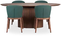 Nomad Mid Tone 78" Oval Table & 4 Dark Green Chairs W/ Mid-tone Legs