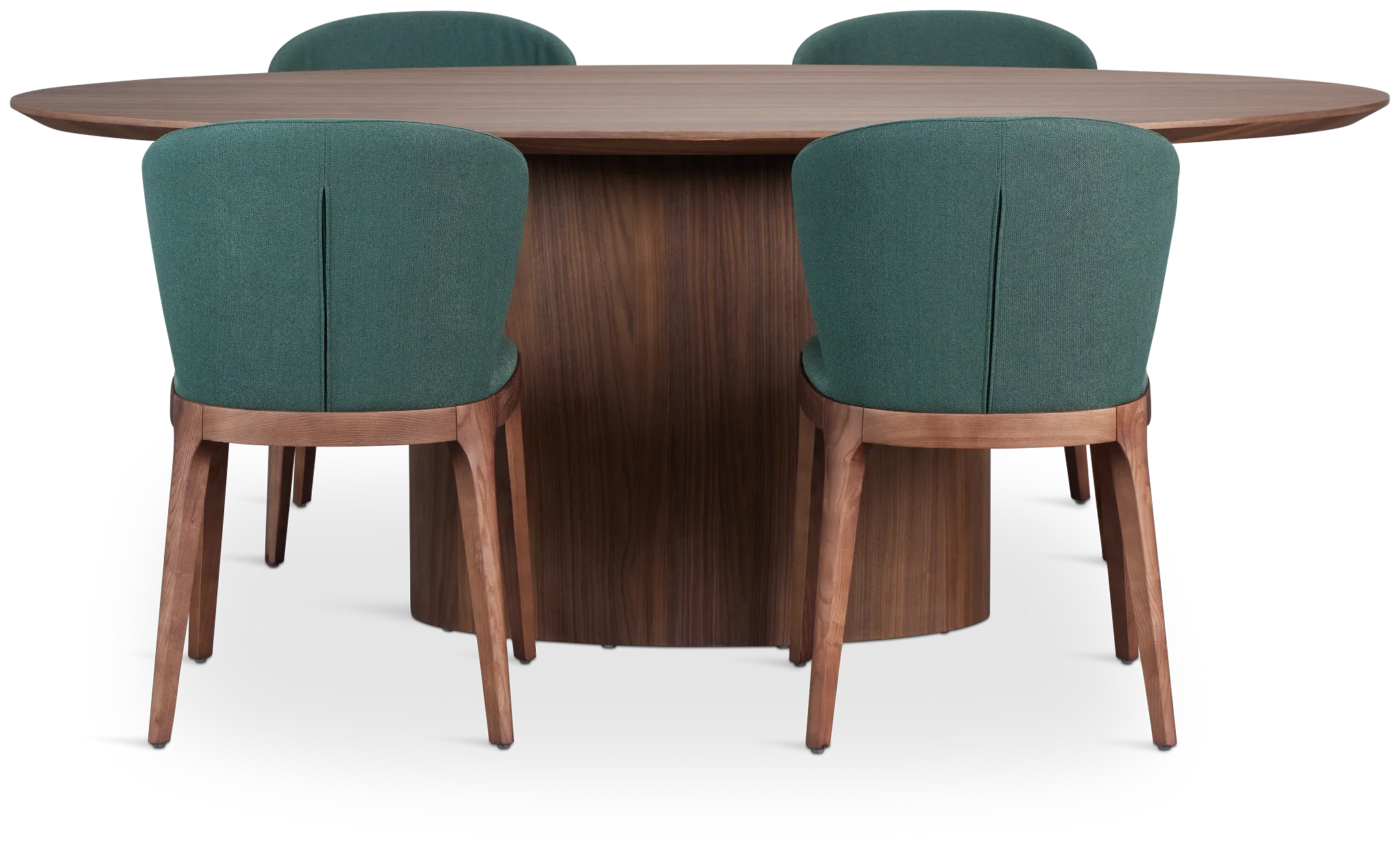 Nomad Mid Tone 78" Oval Table & 4 Dark Green Chairs W/ Mid-tone Legs