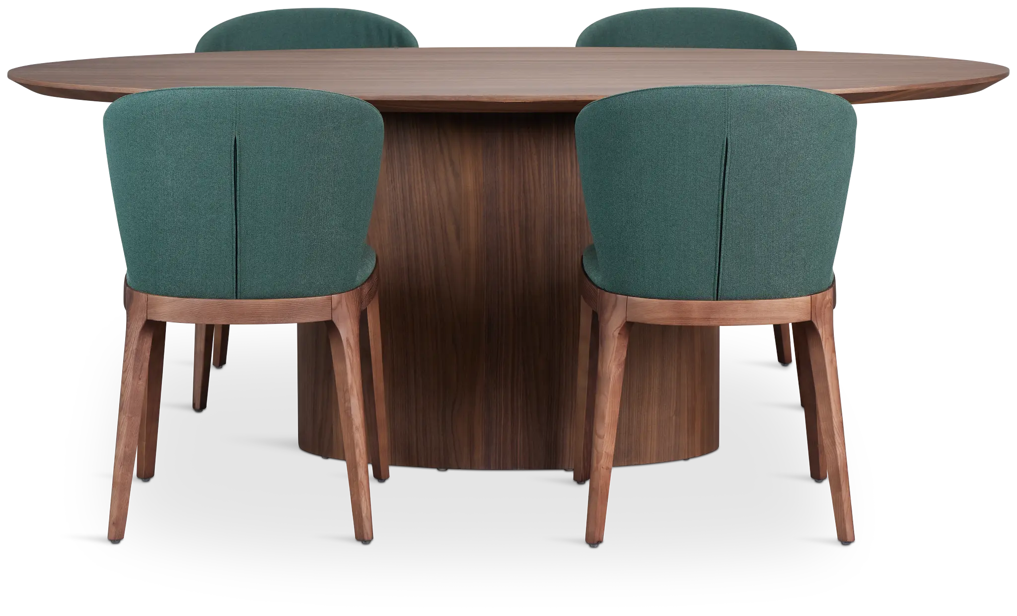Nomad Mid Tone 78" Oval Table & 4 Dark Green Chairs W/ Mid-tone Legs Nomad Mid Tone 78" Oval Table & 4 Dark Green Chairs W/ Mid-tone Legs