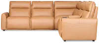 Edison Medium Brown Leather/Vinyl Medium Dual Power 2-arm Reclining Sectional