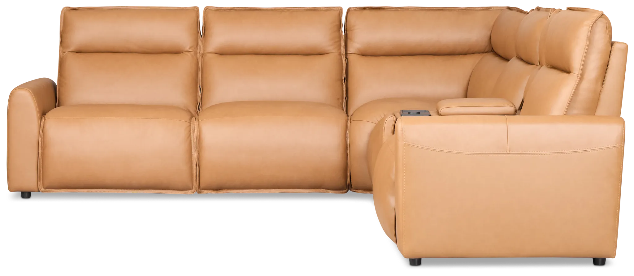 Edison Medium Brown Leather/Vinyl Medium Dual Power 2-arm Reclining Sectional