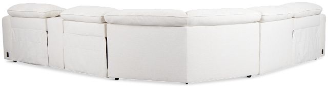 Ryland White Fabric Medium Triple Power 2-arm Sectional