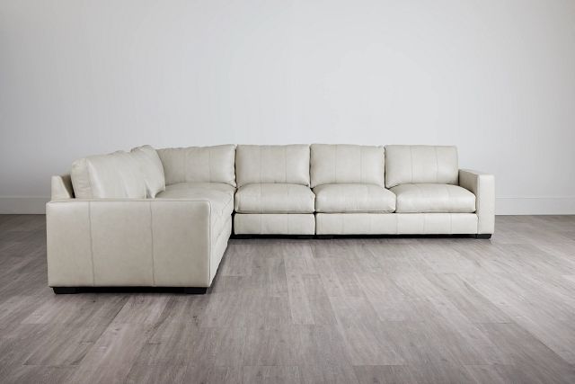Dawkins Taupe Leather Large Two-arm Sectional