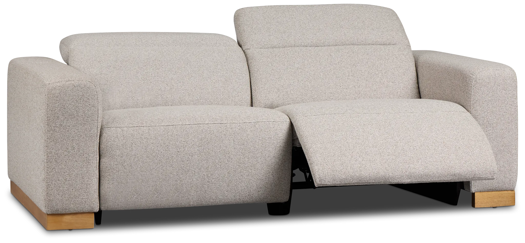 Leona Light Gray Fabric 2-piece Modular Power Loveseat