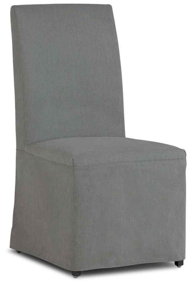 Destination Light Gray Long Slipcover Chair With Dark-tone Leg