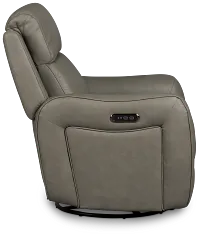 Julian Light Gray Lthr/vinyl Power Swivel Glider Recliner