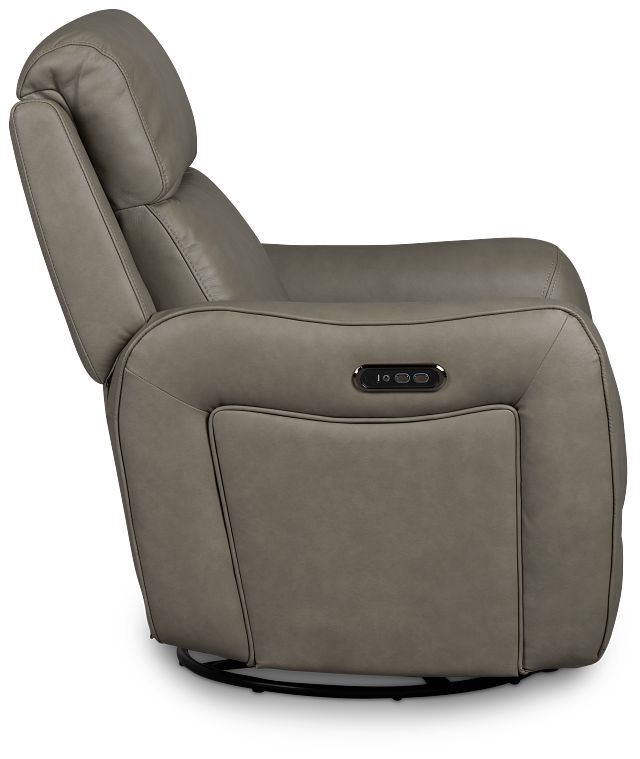 Julian Light Gray Lthr/vinyl Power Swivel Glider Recliner