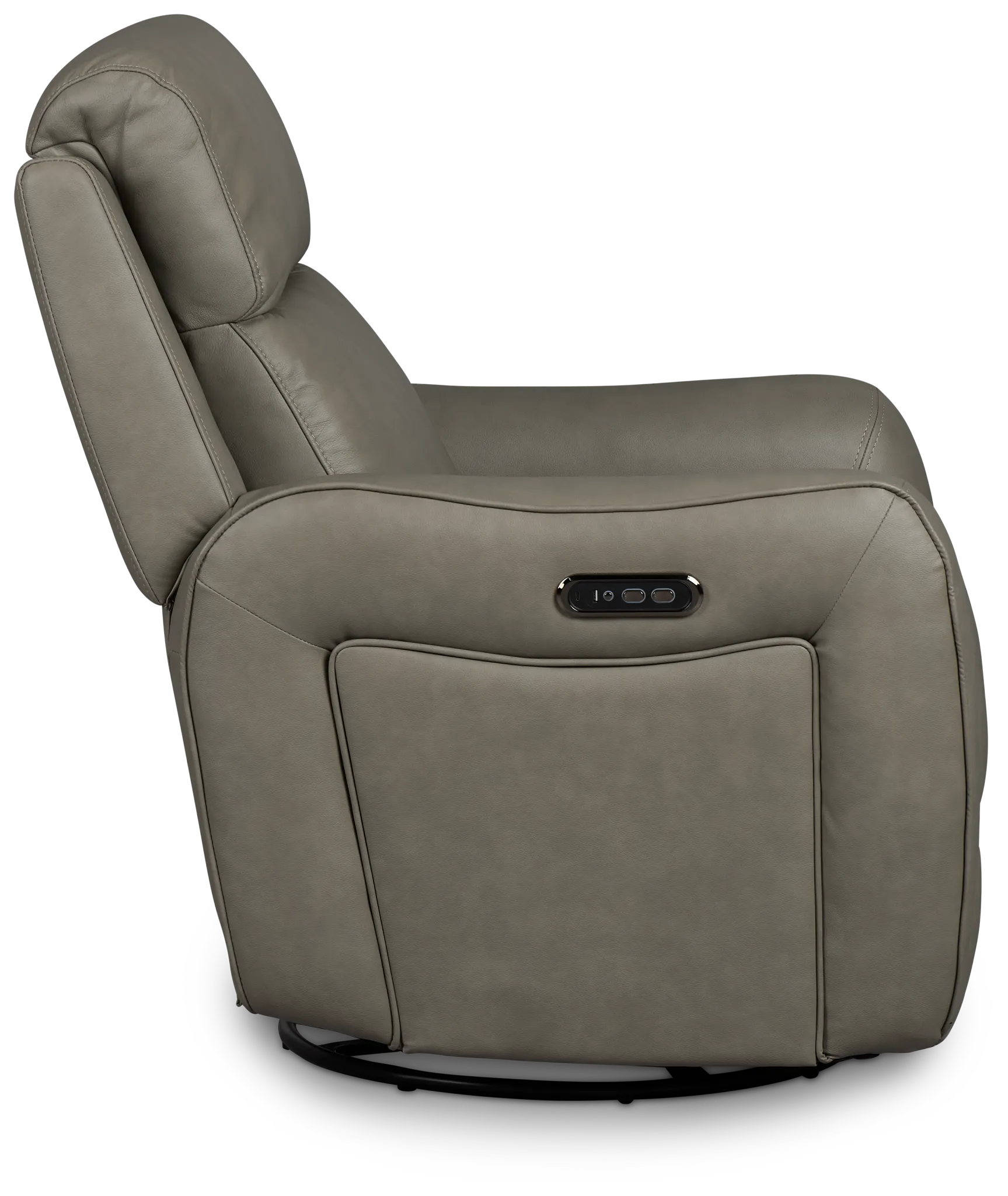 Julian Light Gray Lthr/vinyl Power Swivel Glider Recliner