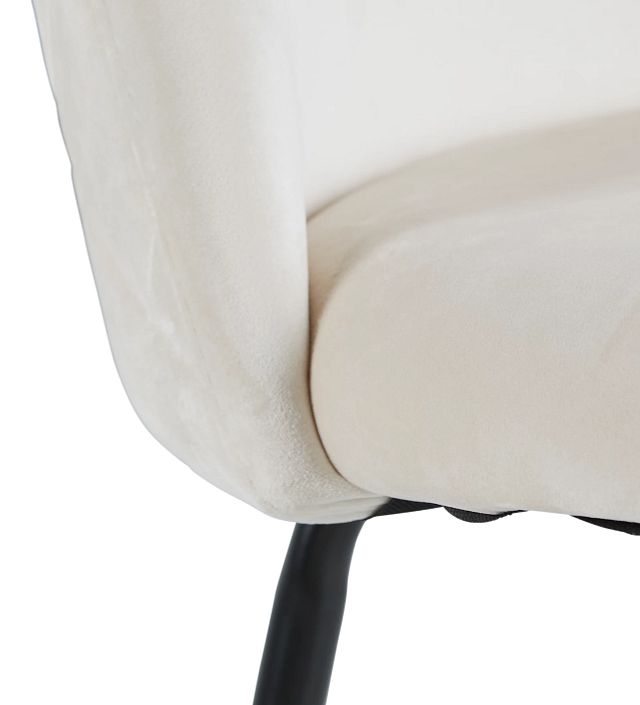 Capri Ivory Upholstered 24" Barstools W/black Legs