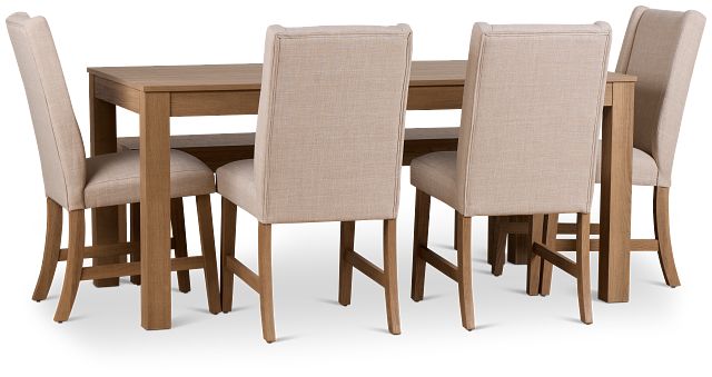 Delray Light Tone Rect Table, 4 Chairs & Bench