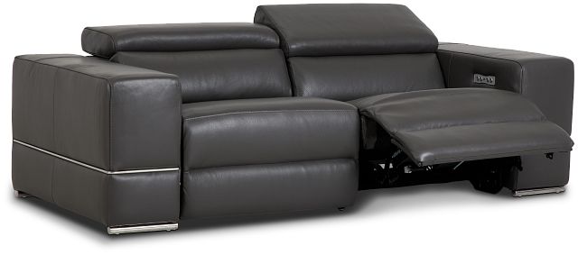 Dante Gray Leather Power Reclining Sofa