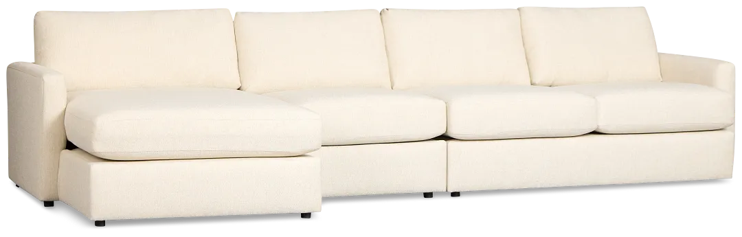 Maxwell Light Beige Fabric Small Left Chaise Sectional