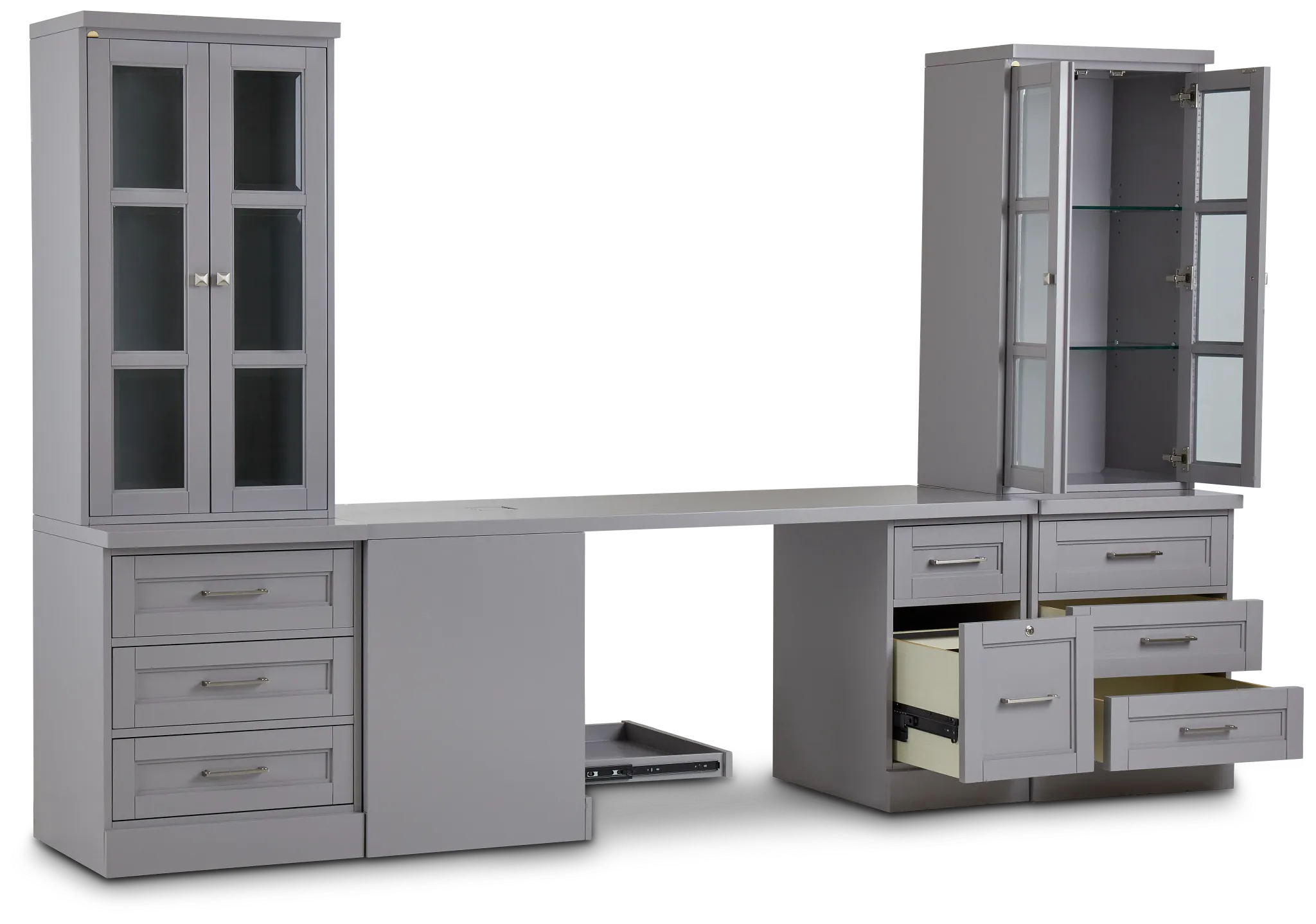 Newport Gray Small Peninsula Drawer Wall Desk