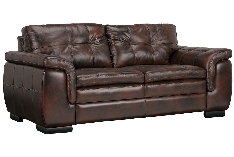Trevor Dark Brown Leather Loveseat Living Room Loveseats City Furniture