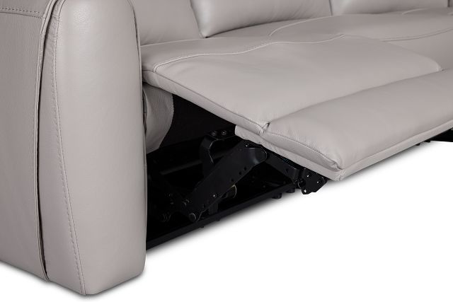 Walker Light Gray Lthr/vinyl Large Dual Power Reclining Two-arm Sectional