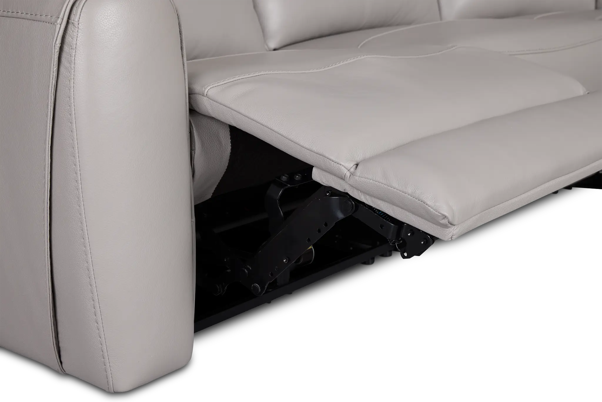 Walker Light Gray Lthr/vinyl Large Dual Power Reclining Two-arm Sectional Walker Light Gray Lthr/vinyl Large Dual Power Reclining Two-arm Sectional