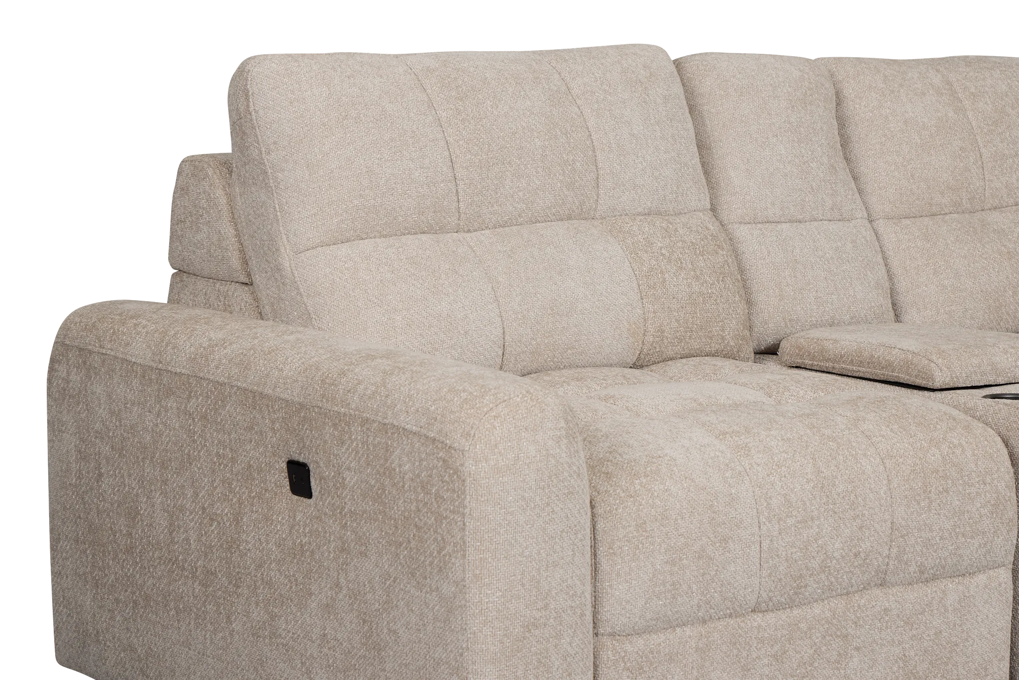 Hendrix Light Taupe Fabric Large Triple Power Right Extension Chaise Sectiona