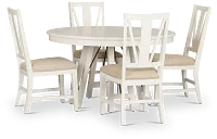 Heron Cove White Round Table & 4 Wood Chairs