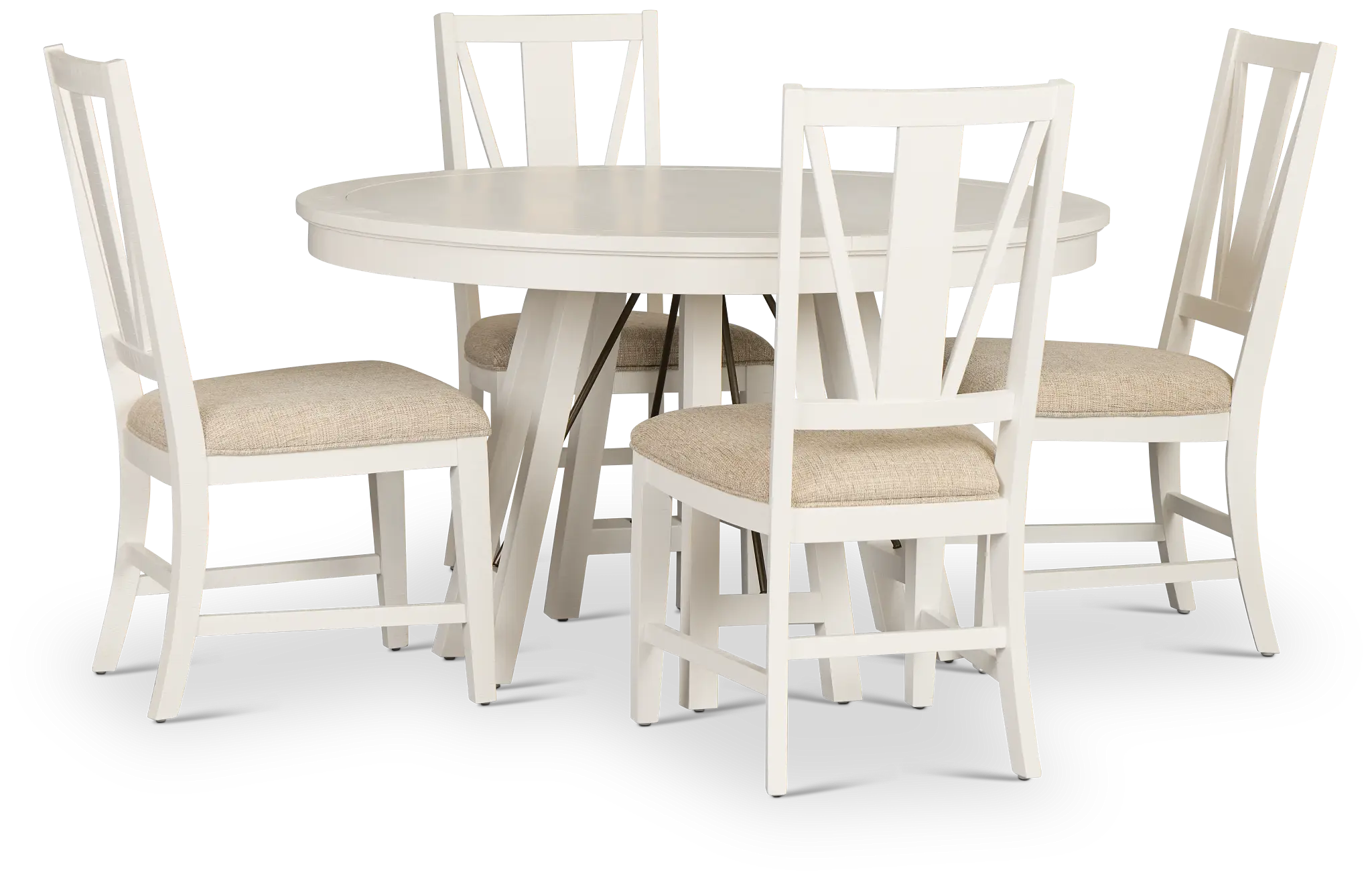 Heron Cove White Round Table & 4 Wood Chairs Heron Cove White Round Table & 4 Wood Chairs
