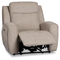 Walker Beige Fabric Power Recliner With Power Headrest