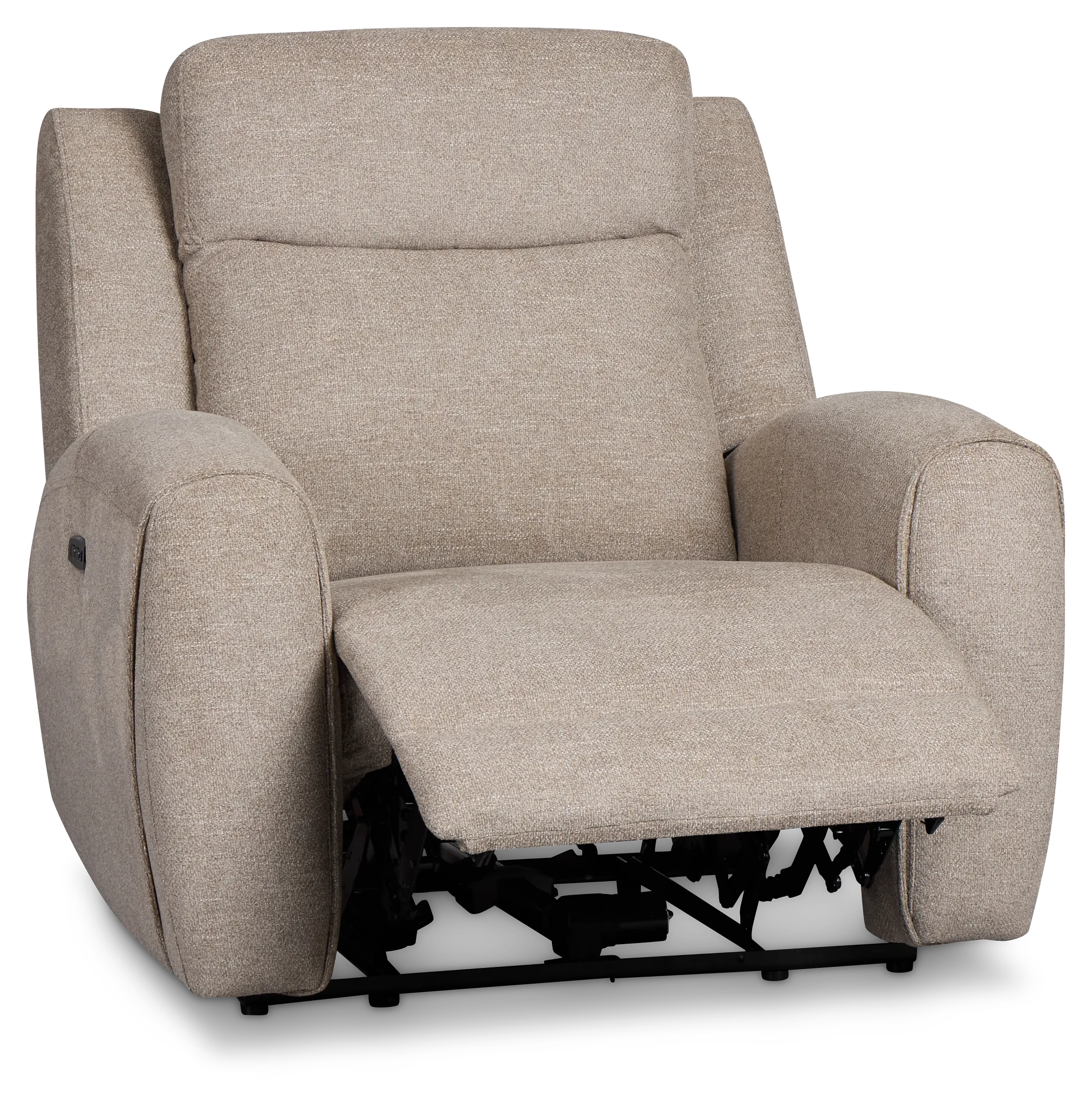 Walker Beige Fabric Power Recliner With Power Headrest