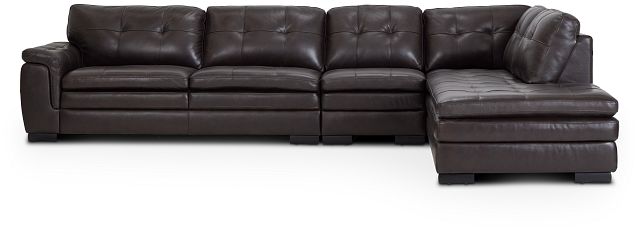 Braden Dark Brown Leather Medium Right Bumper Sectional