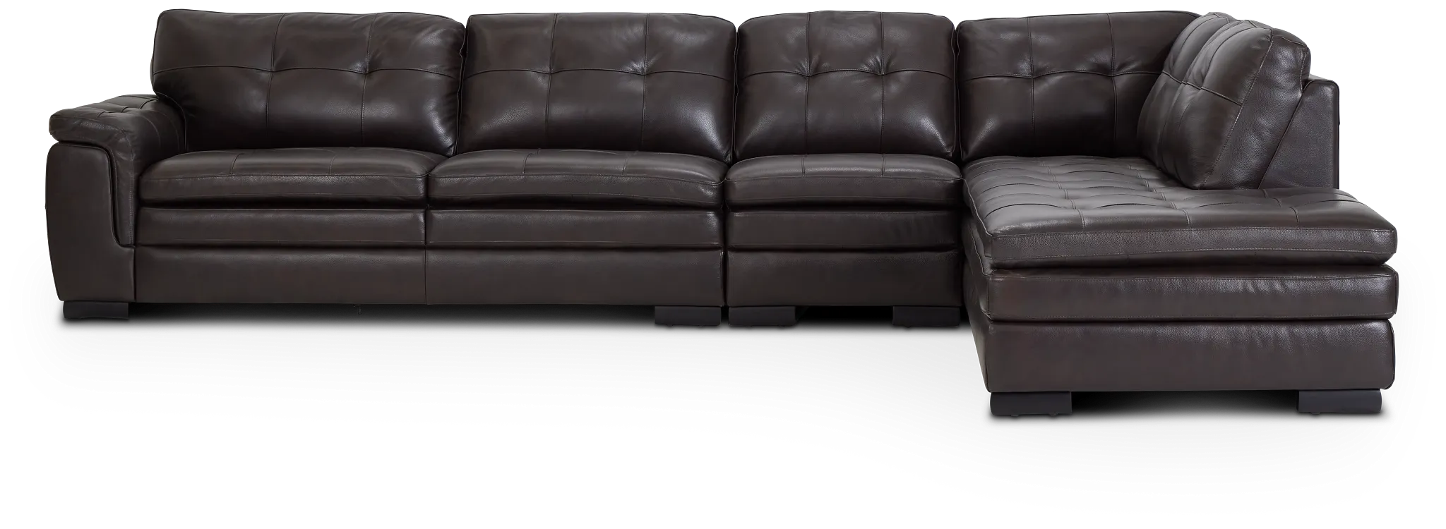 Braden Dark Brown Leather Medium Right Bumper Sectional