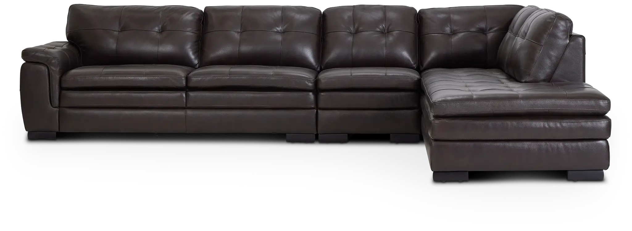 Braden Dark Brown Leather Medium Right Bumper Sectional Braden Dark Brown Leather Medium Right Bumper Sectional
