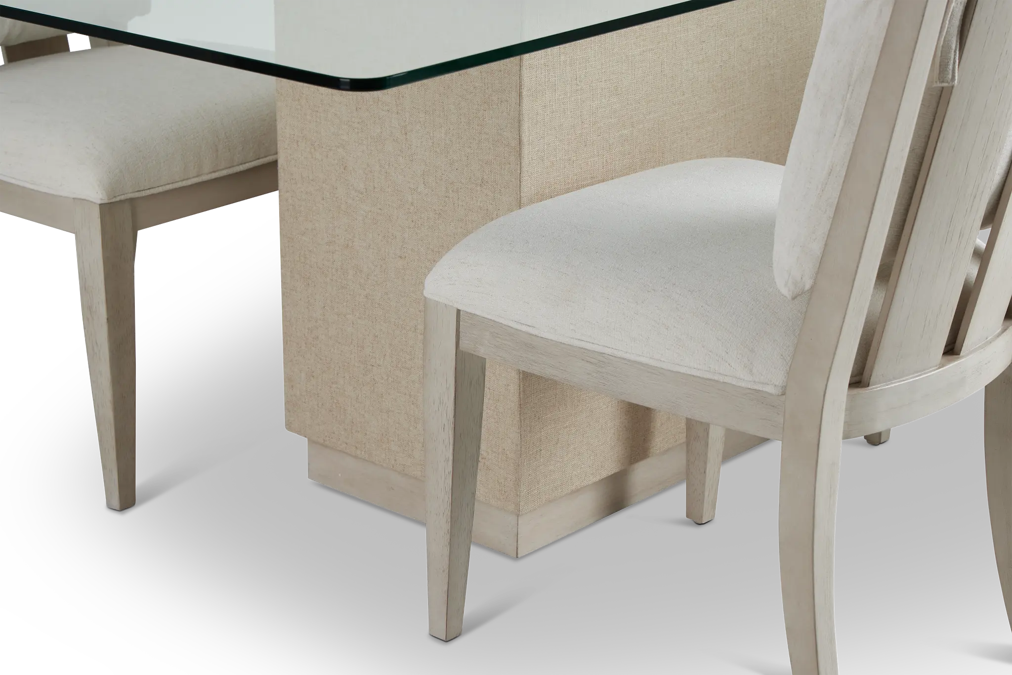 Marseilles Glass Rectangular Table & 4 Upholstered Chairs Marseilles Glass Rectangular Table & 4 Upholstered Chairs