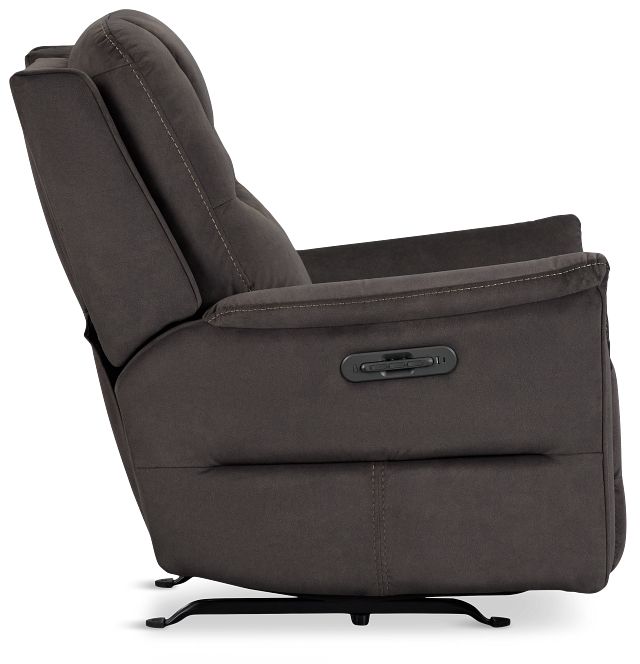 Archie Dark Brown Fabric Power Recliner With Heat And Massage