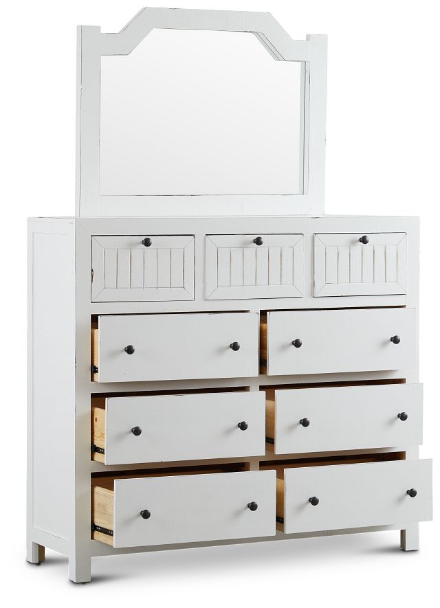 Elmhurst White Dresser & Mirror