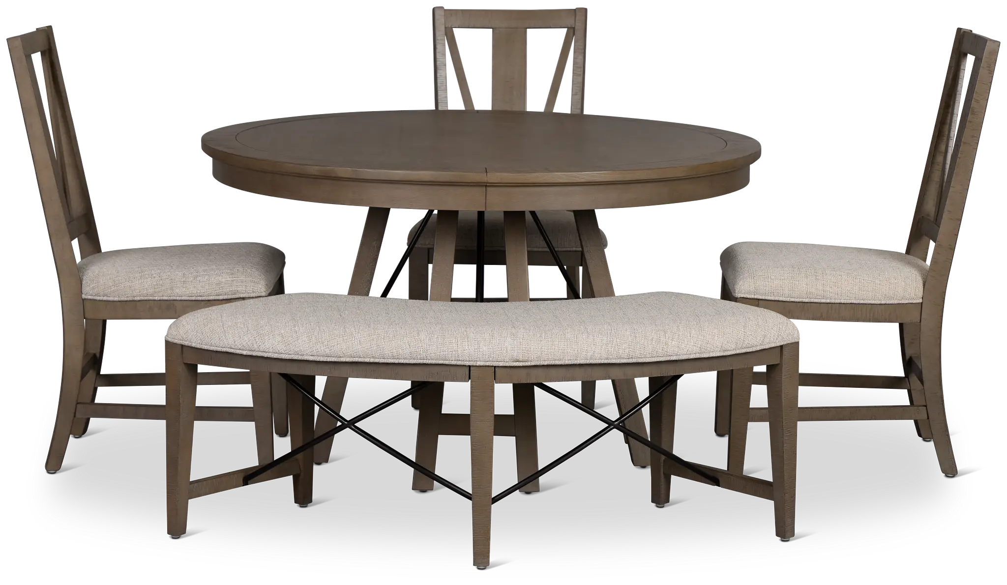 Heron Cove Light Tone Round Table, 3 Chairs & Bench Heron Cove Light Tone Round Table, 3 Chairs & Bench