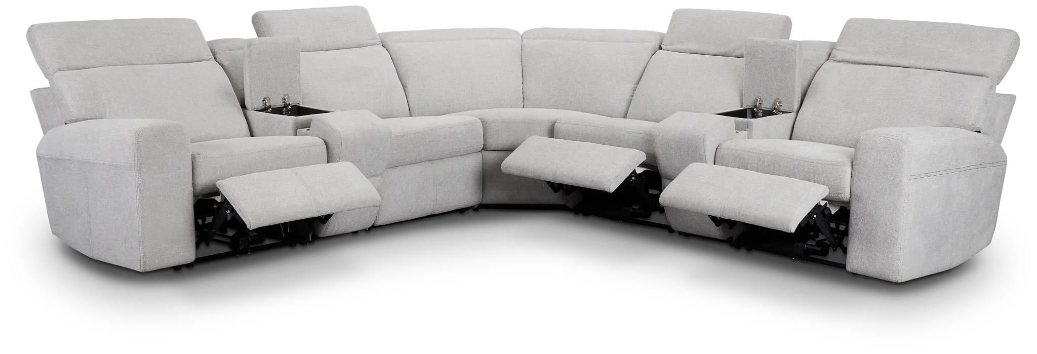 Callum Light Gray Fabric Large Triple Power Reclining Two-arm Sectional Callum Light Gray Fabric Large Triple Power Reclining Two-arm Sectional