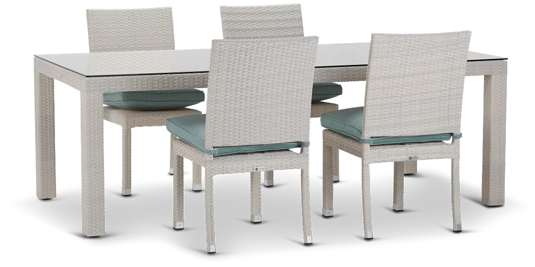 Bahia Teal 84" Rectangular Table & 4 Chairs