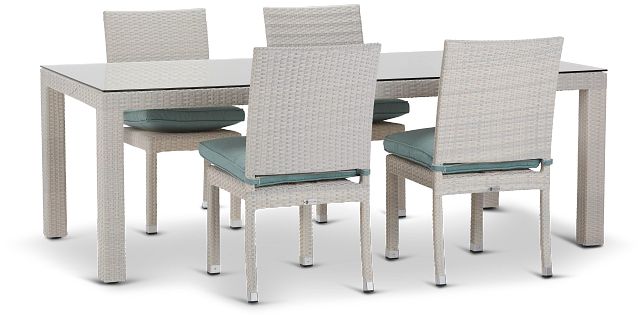 Bahia Teal 84" Rectangular Table & 4 Chairs (2)
