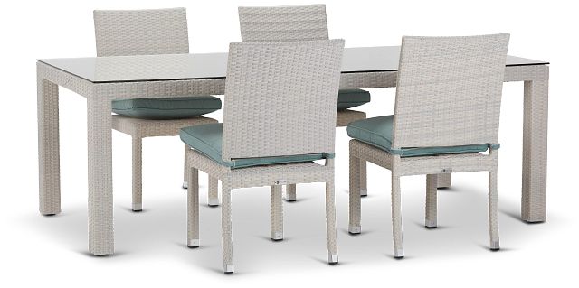 Bahia Teal 84" Rectangular Table & 4 Chairs