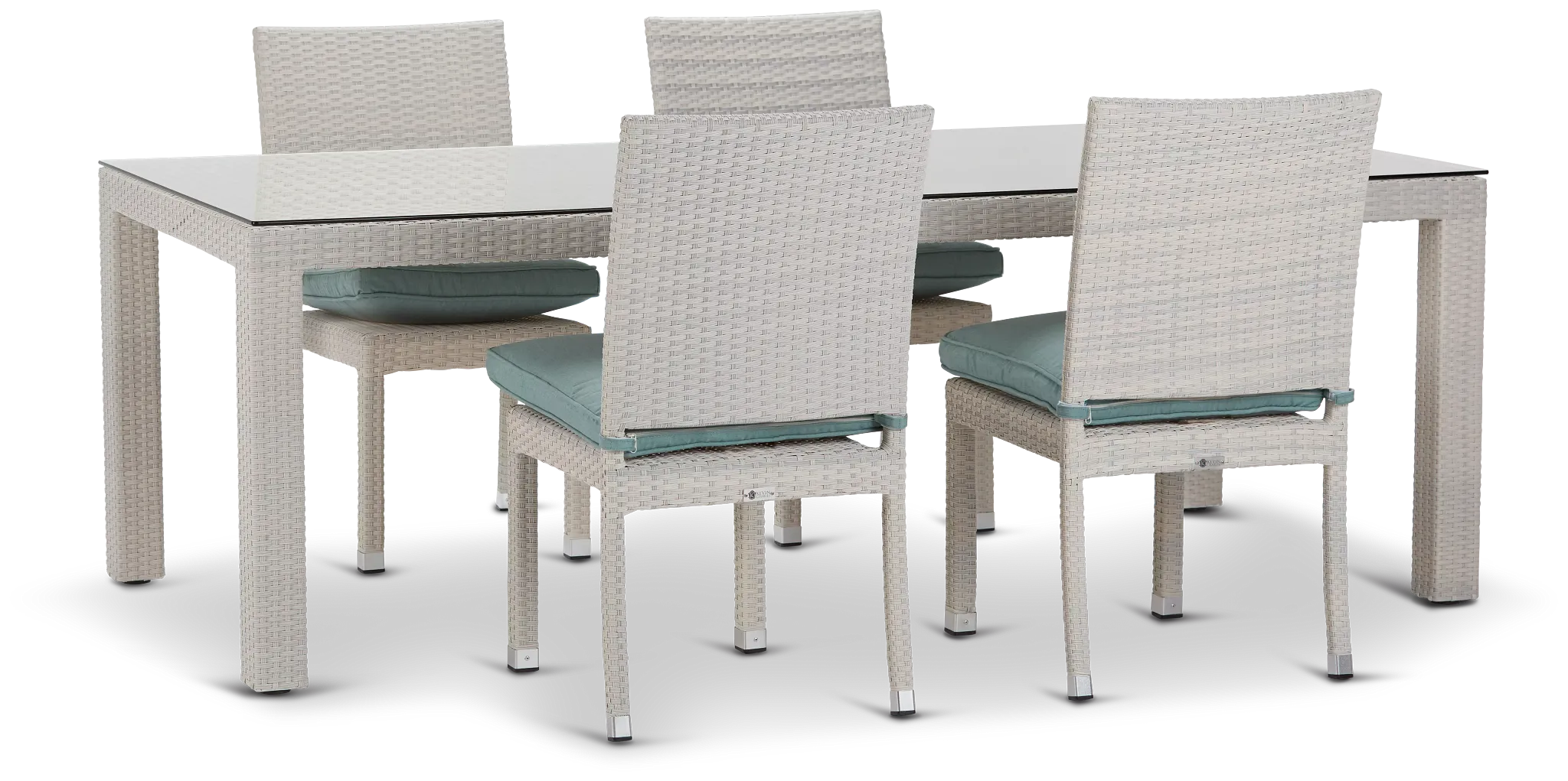 Bahia Teal 84" Rectangular Table & 4 Chairs