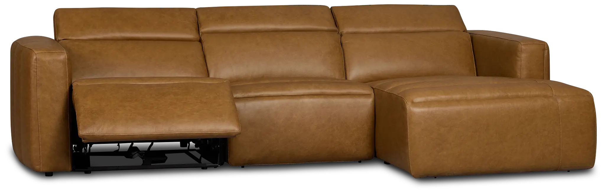 Jace Medium Brown Lthr/vinyl Right Chaise Power Reclining Sectional Jace Medium Brown Lthr/vinyl Right Chaise Power Reclining Sectional