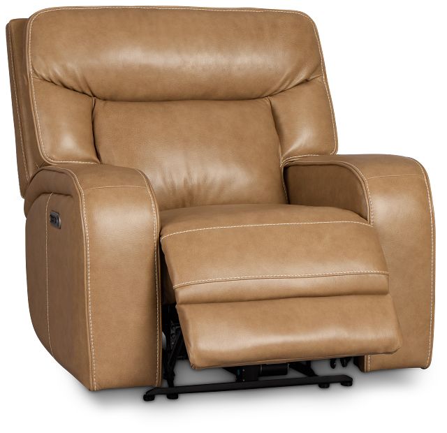 Jasper Light Brown Leather Power Recliner