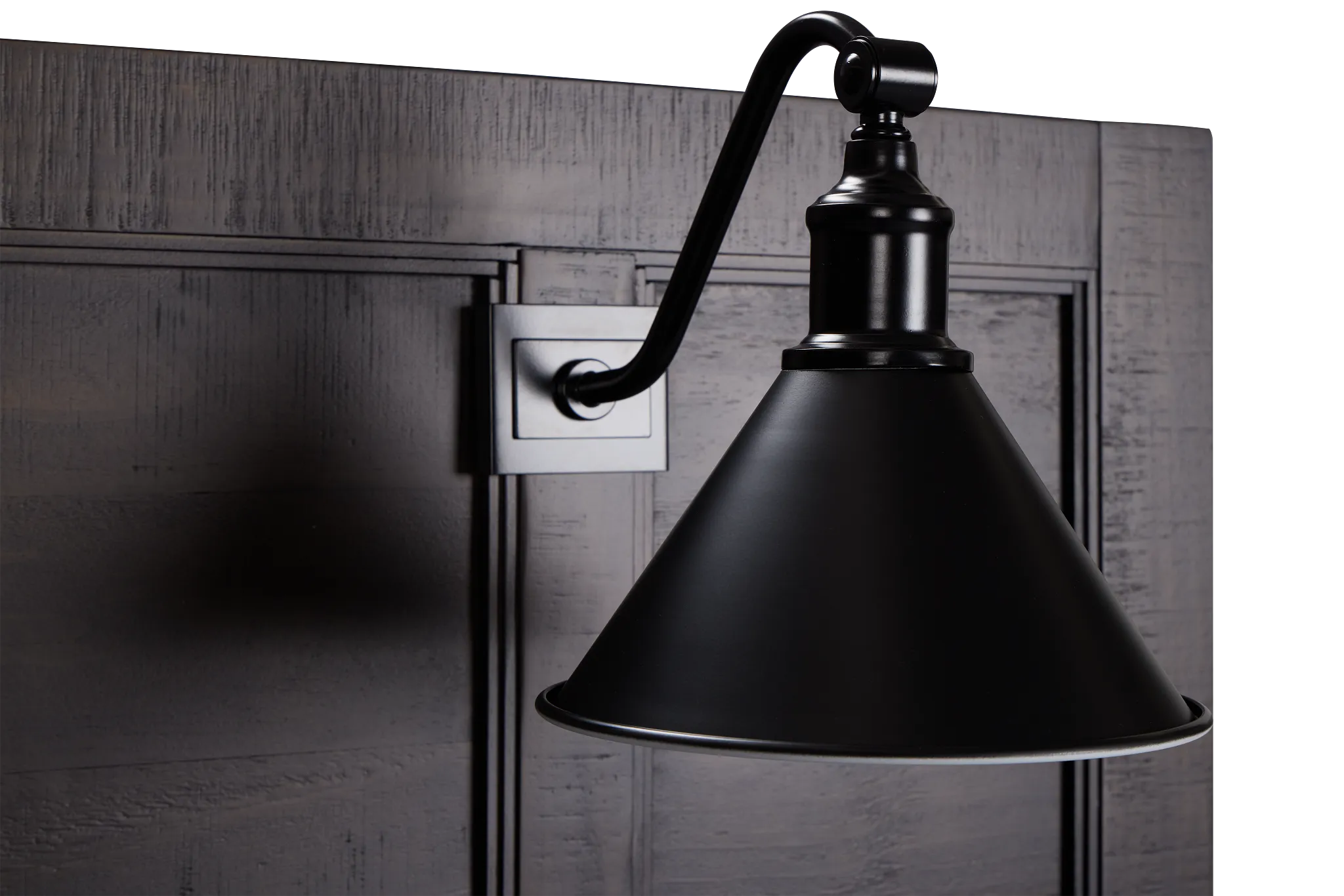 Heron Cove Dark Tone Panel Headboard With Lights