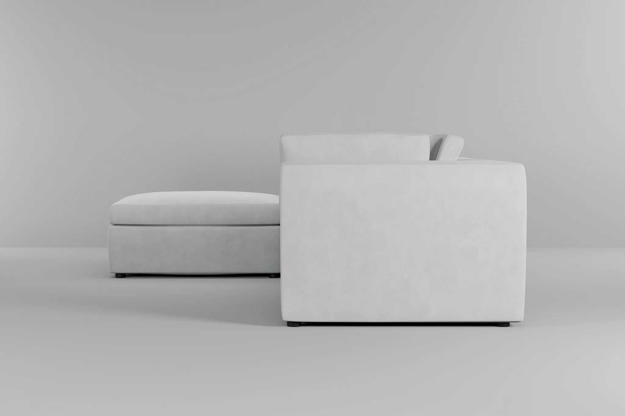 Destin Peyton White Fabric 4-piece Bumper Sectional