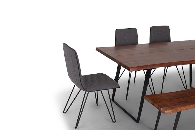 Shiloh Mid Tone Rect Table, 4 Chairs & Bench